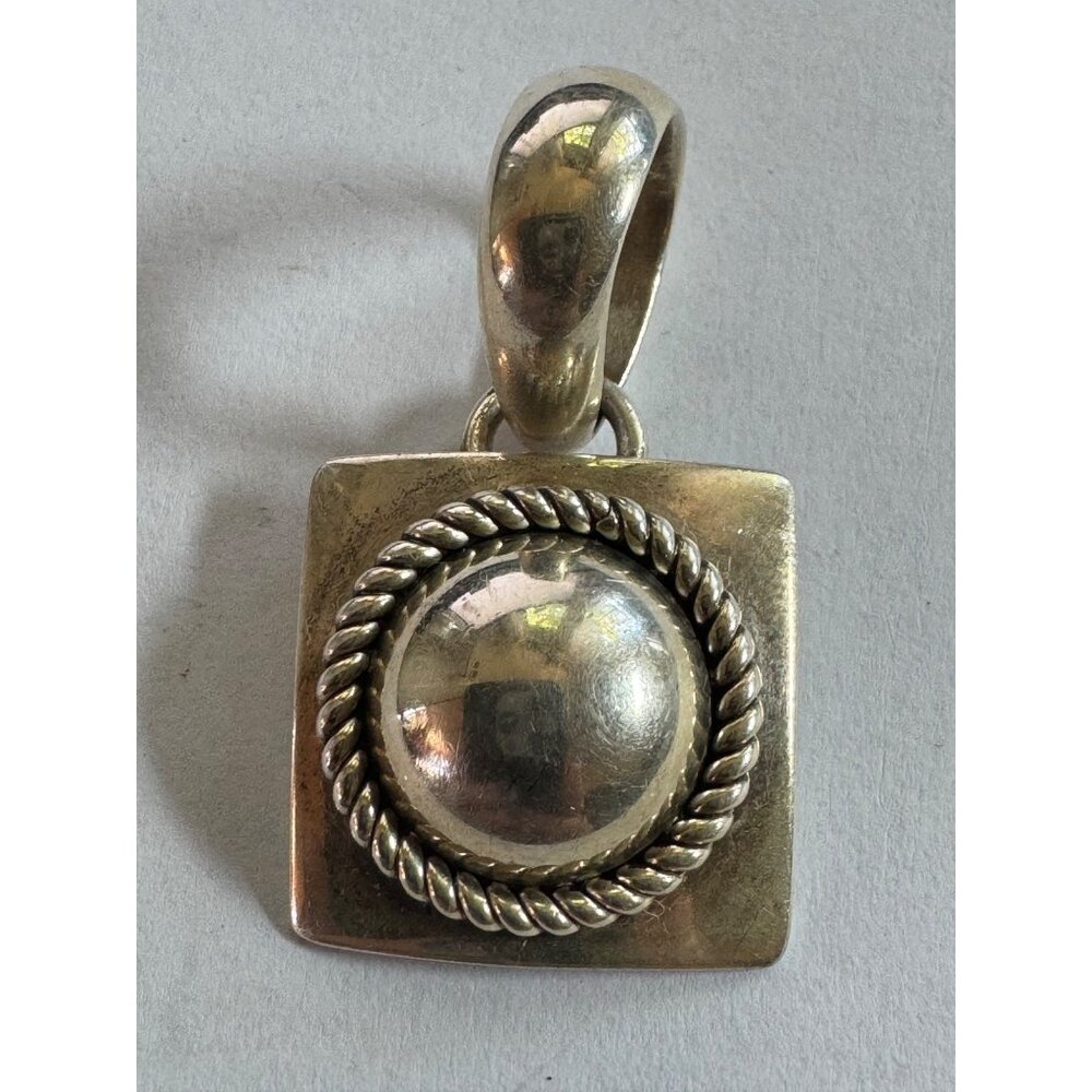 1.25 Inch Artle Yellowhorse Sterling Silver Slide Closure Pendant w/ Rope Design